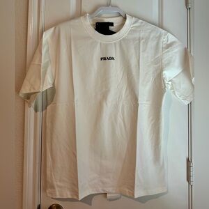 Prada White Short Sleeve Tee Minimalist Design